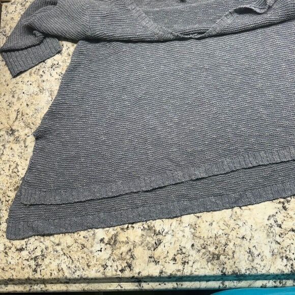 Eileen Fisher Sweater Gray Size M Linen Blend V Neck Pullover Loose Knit - Picture 7 of 11